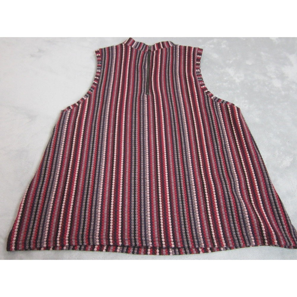 9-H15 STCL Knit Top Womens Large Multi-Color Striped Mock Neck Sleeveless